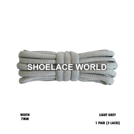 Light Grey Slim Oval Shoelaces 7mm Classic Laces Ships Out From The USA Next Day