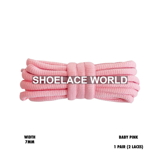 Baby Pink Slim Oval Shoelaces 7mm Classic Laces Ships Out From The USA Next Day