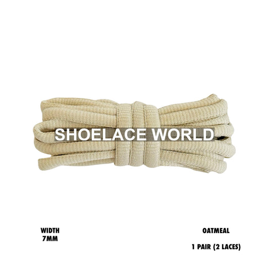 Oatmeal Slim Oval Shoelaces 7mm Classic Laces Ships Out From The USA Next Day