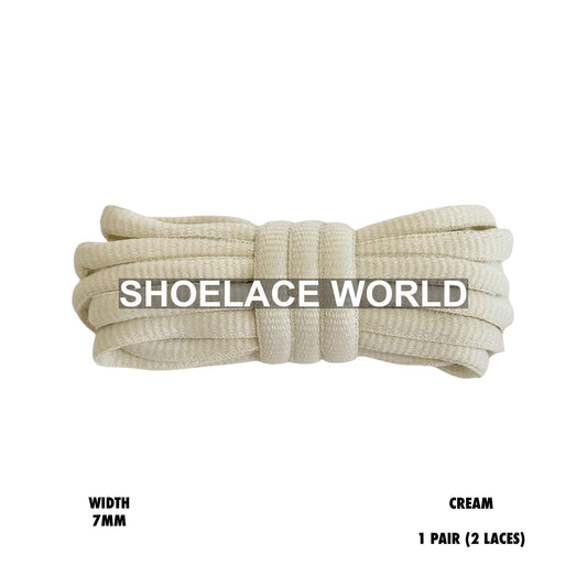 Cream Slim Oval Shoelaces 7mm Classic Laces Ships Out From The USA Next Day