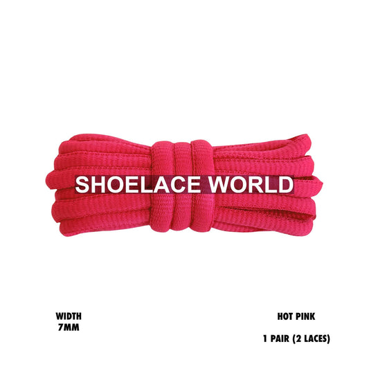 Hot Pink Slim Oval Shoelaces 7mm Classic Laces Ships Out From The USA Next Day
