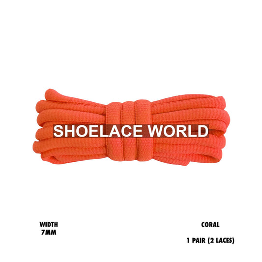 Coral Slim Oval Shoelaces 7mm Classic Laces Ships Out From The USA Next Day