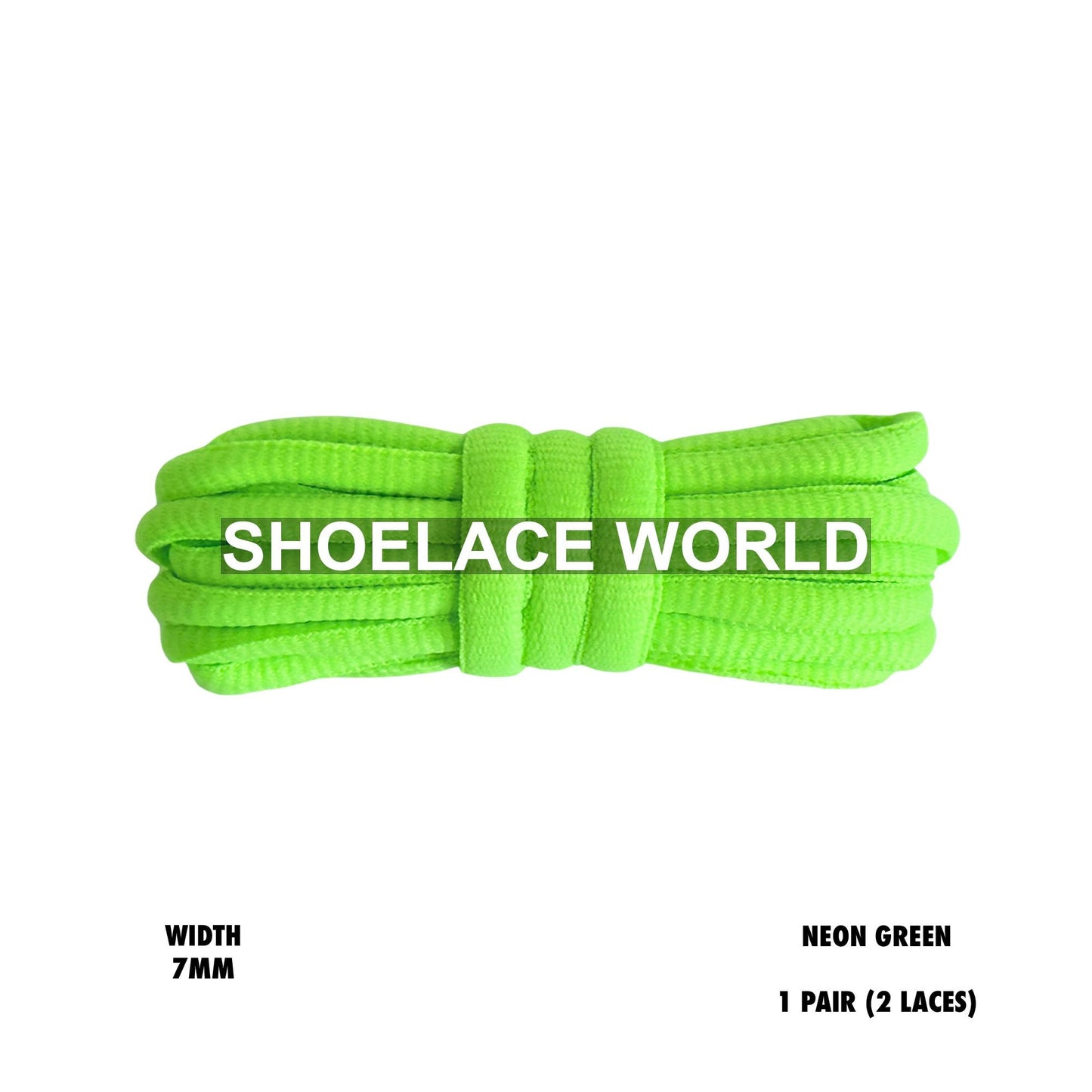 Neon Green Slim Oval Shoelaces 7mm Classic Laces Ships Out From The USA Next Day