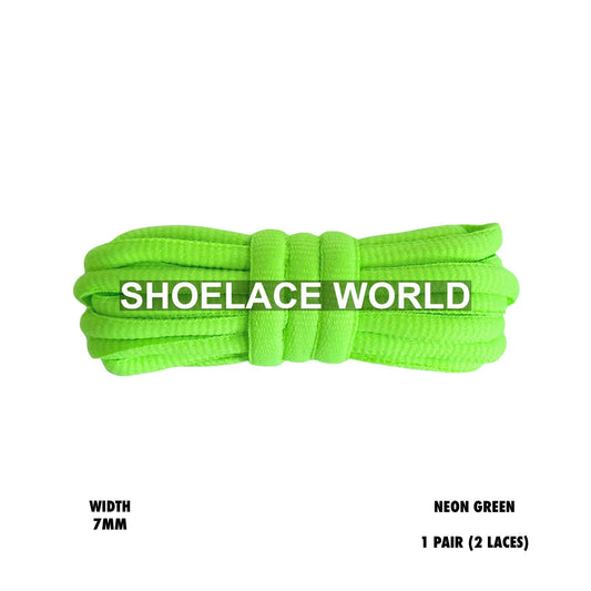Neon Green Slim Oval Shoelaces 7mm Classic Laces Ships Out From The USA Next Day