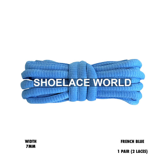 French Blue Slim Oval Shoelaces 7mm Classic Laces Ships Out From The USA Next Day