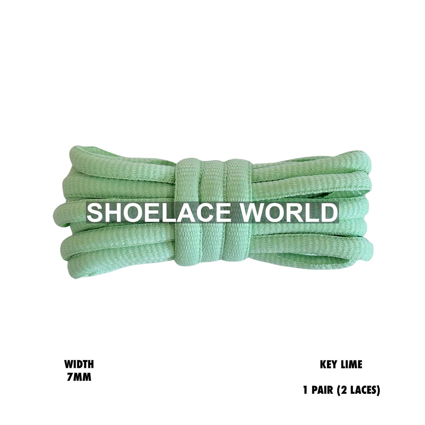 Key Lime Slim Oval Shoelaces 7mm Classic Laces Ships Out From The USA Next Day