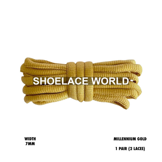 Millennium Gold Slim Oval Shoelaces 7mm Classic Laces Ships Out From The USA Next Day