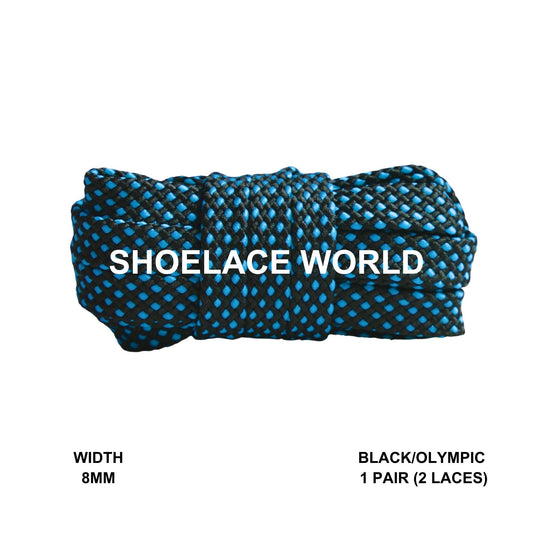 Black / Olympic Dot Pattern Flat Shoelaces 8mm Colorful Pattern Laces Ships Out From The USA Next Day