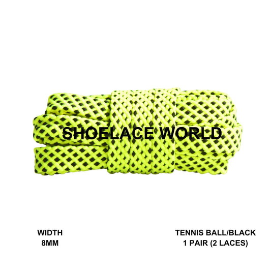 Tennis Ball / Black Dot Pattern Flat Shoelaces 8mm Colorful Pattern Laces Ships Out From The USA Next Day