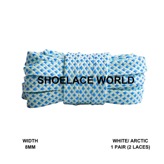 White / Arctic Dot Pattern Flat Shoelaces 8mm Colorful Pattern Laces Ships Out From The USA Next Day