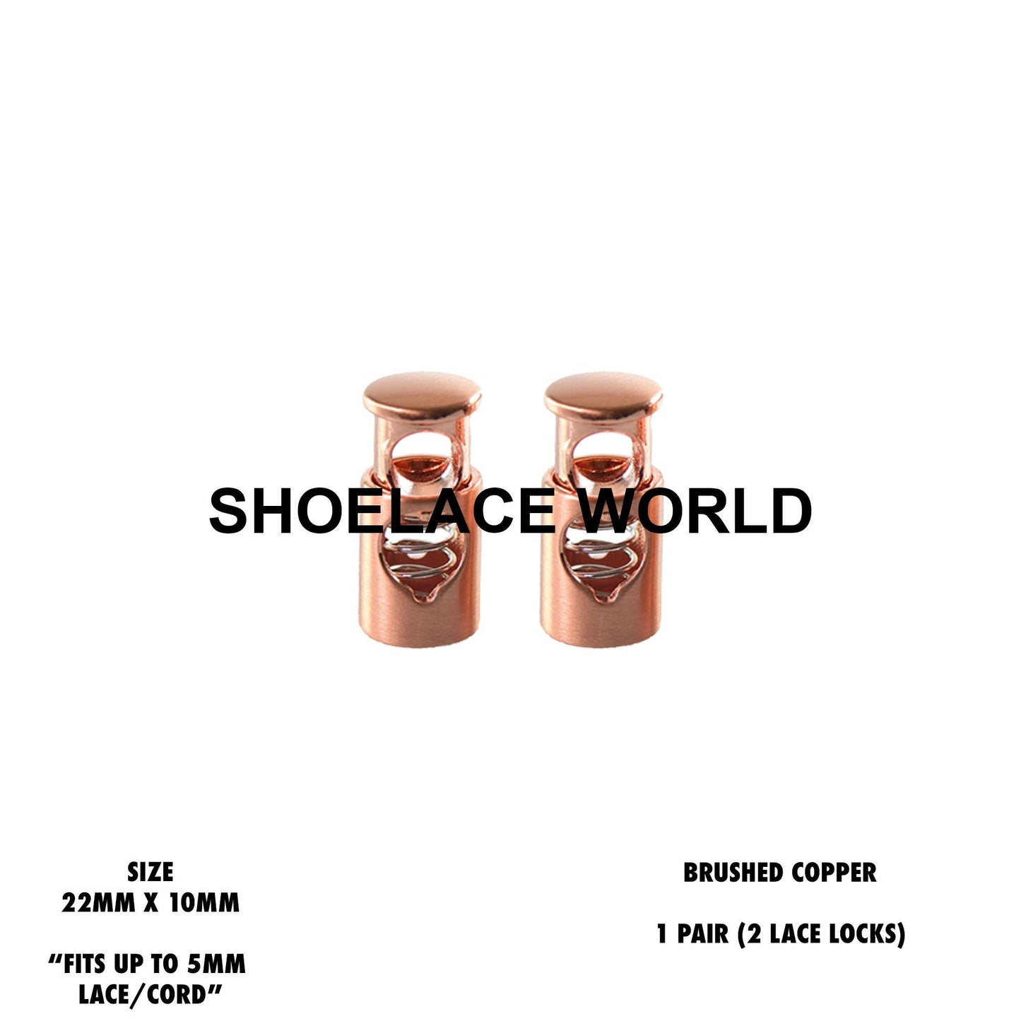 Brushed Copper Metal Shoelace Lace Locks Premium Lace Stoppers Ships Out From The USA Next Day