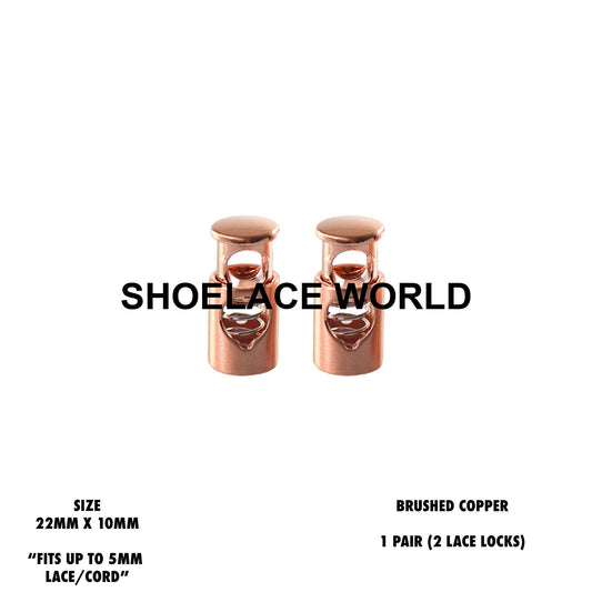 Brushed Copper Metal Shoelace Lace Locks Premium Lace Stoppers Ships Out From The USA Next Day