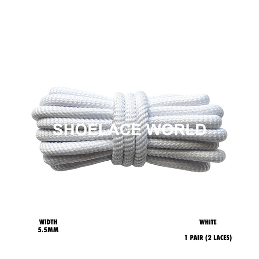 White Solid Turbine Rope Shoelaces 5.5mm Colorful Pattern Laces Ships Out From The USA Next Day