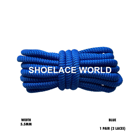 Blue Solid Turbine Rope Shoelaces 5.5mm Colorful Pattern Laces Ships Out From The USA Next Day