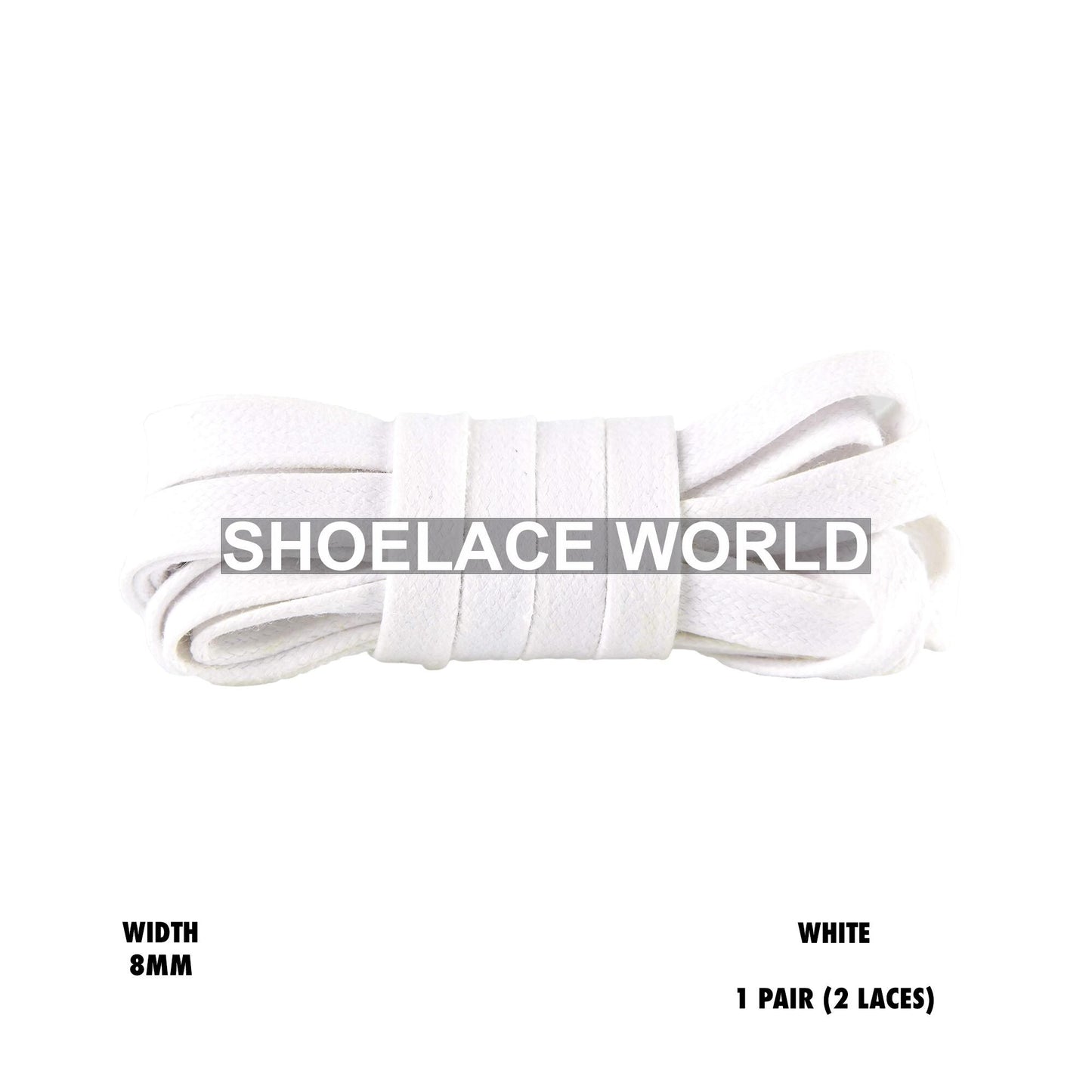 White Waxed Premium Flat Shoelaces 8mm Wax Laces Ships Out From The USA Next Day