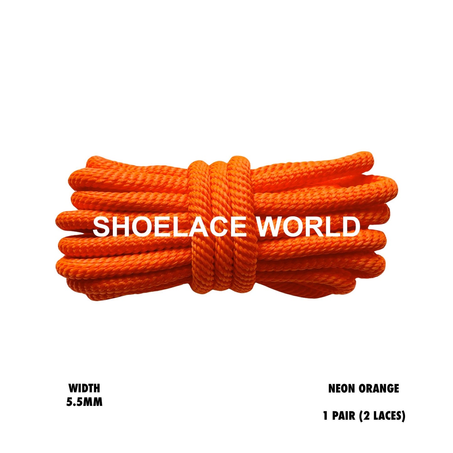 Neon Orange Solid Turbine Rope Shoelaces 5.5mm Colorful Pattern Laces Ships Out From The USA Next Day
