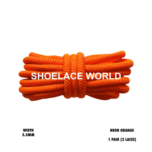 Neon Orange Solid Turbine Rope Shoelaces 5.5mm Colorful Pattern Laces Ships Out From The USA Next Day