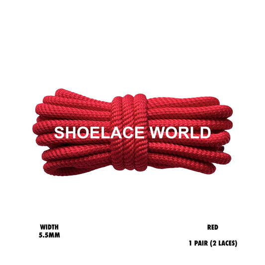 Red Solid Turbine Rope Shoelaces 5.5mm Colorful Pattern Laces Ships Out From The USA Next Day