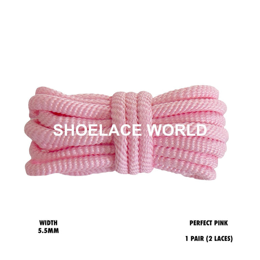 Perfect Pink Solid Turbine Rope Shoelaces 5.5mm Colorful Pattern Laces Ships Out From The USA Next Day
