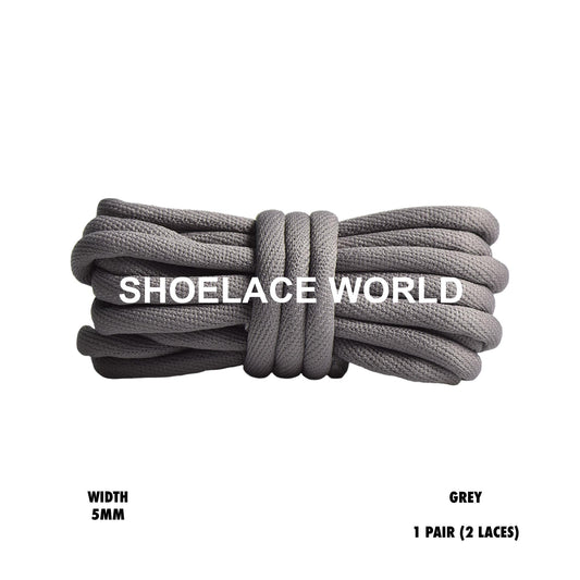 Grey Tubular Half Round 5mm Shoelaces Colorful Soft Laces Ships Out From The USA Next Day