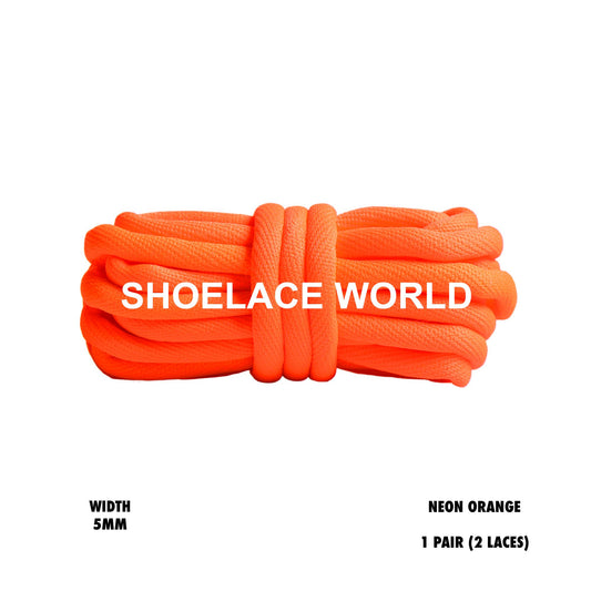 Neon Orange Tubular Half Round 5mm Shoelaces Colorful Soft Laces Ships Out From The USA Next Day