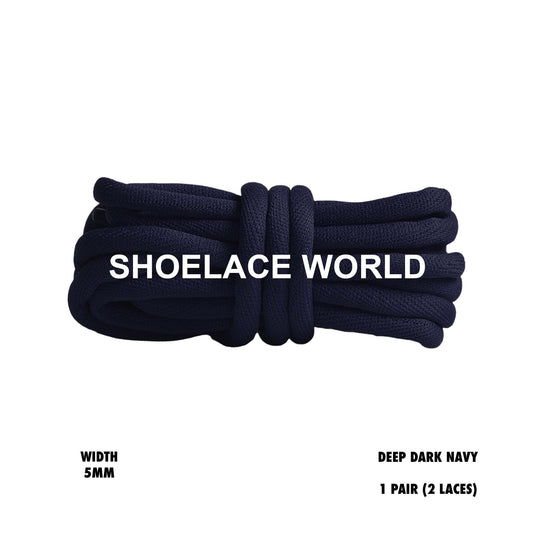 Deep Dark Navy Tubular Half Round 5mm Shoelaces Colorful Soft Laces Ships Out From The USA Next Day