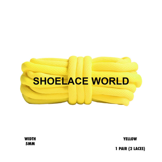 Yellow Tubular Half Round 5mm Shoelaces Colorful Soft Laces Ships Out From The USA Next Day