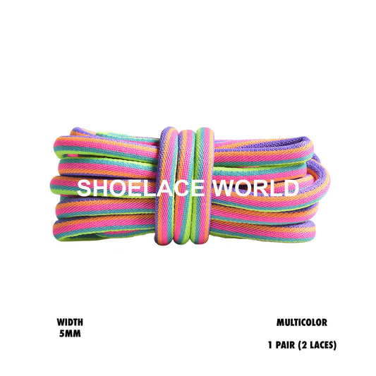 Multicolor Tubular Half Round 5mm Shoelaces Colorful Soft Laces Ships Out From The USA Next Day