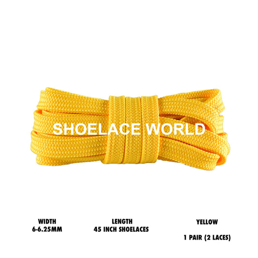 Yellow 45 Inches Slim Flat Hollow Shoelaces 6-6.25mm Vibrant Running Sport Laces Ships Out From The USA Next Day