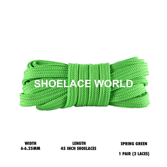 Spring Green 45 Inches Slim Flat Hollow Shoelaces 6-6.25mm Vibrant Running Sport Laces Ships Out From The USA Next Day