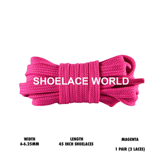 Magenta 45 Inches Slim Flat Hollow Shoelaces 6-6.25mm Vibrant Running Sport Laces Ships Out From The USA Next Day