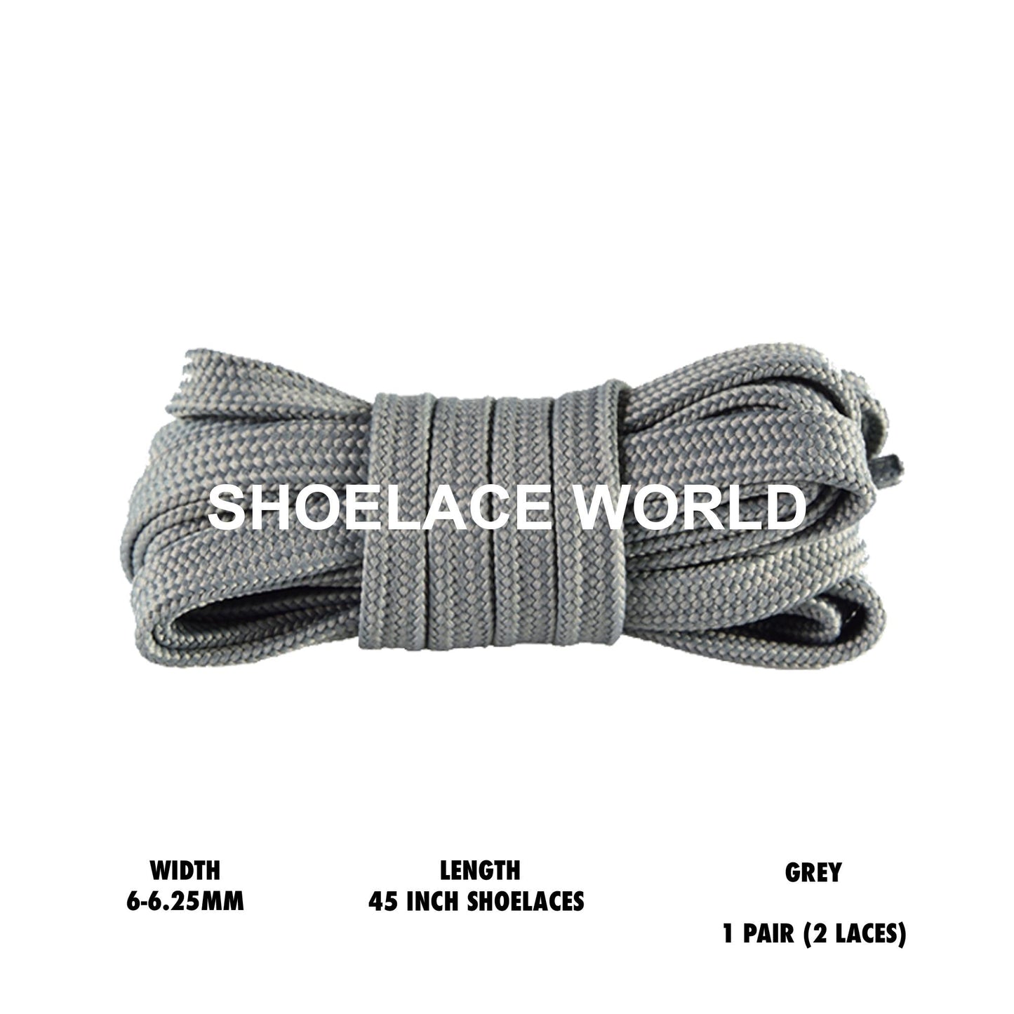 Grey 45 Inches Slim Flat Hollow Shoelaces 6-6.25mm Vibrant Running Sport Laces Ships Out From The USA Next Day