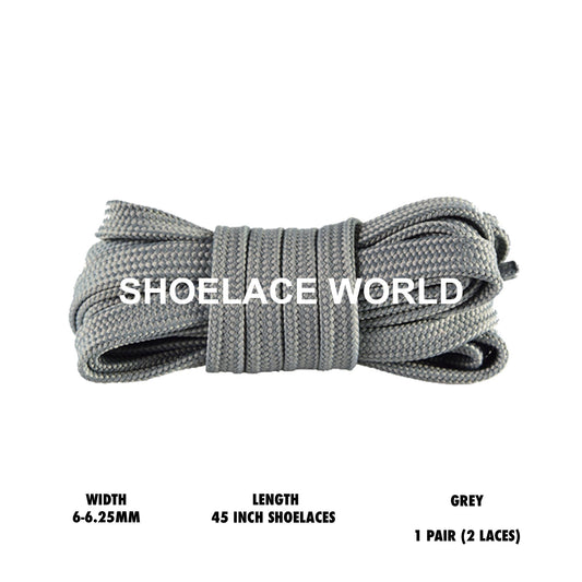 Grey 45 Inches Slim Flat Hollow Shoelaces 6-6.25mm Vibrant Running Sport Laces Ships Out From The USA Next Day