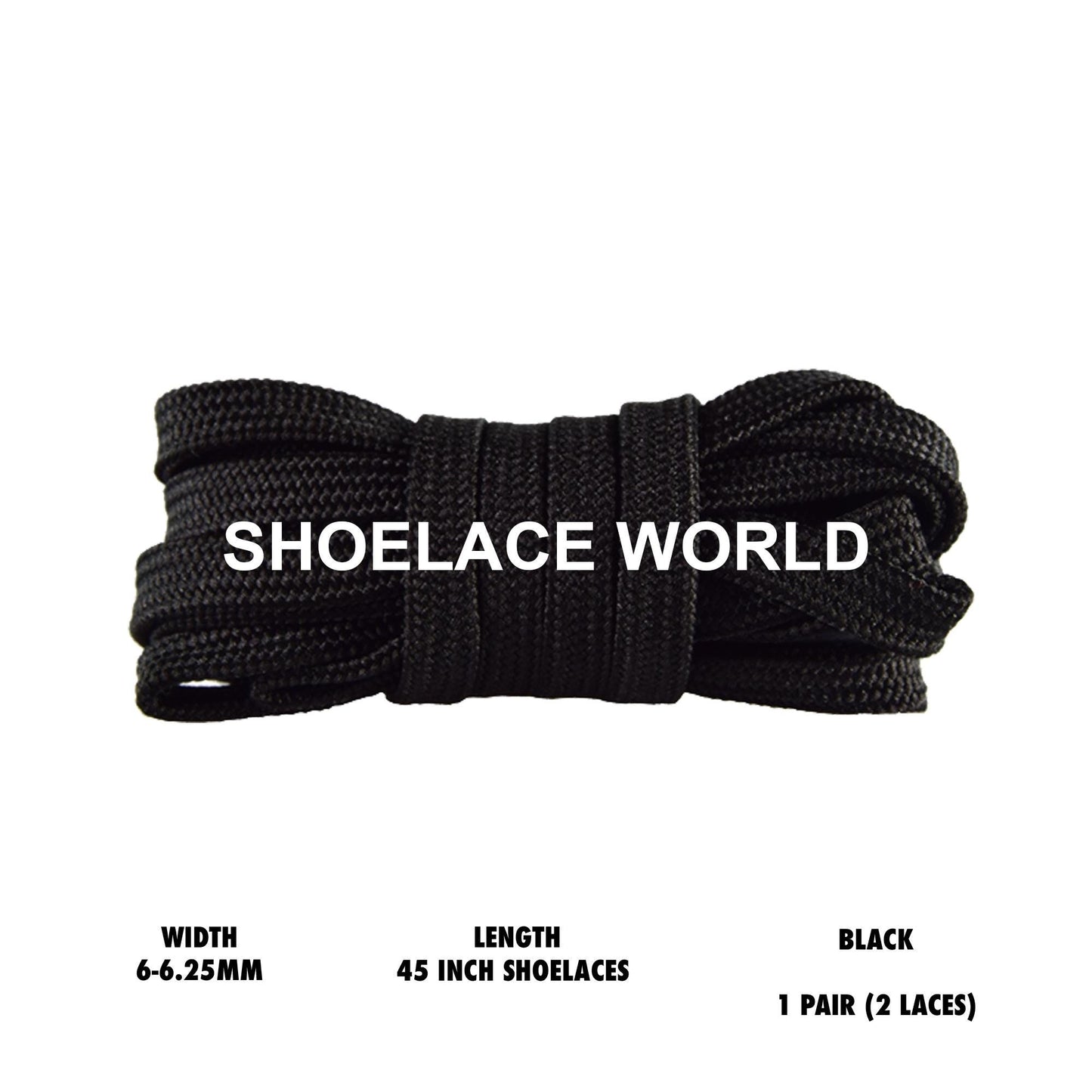 Black 45 Inches Slim Flat Hollow Shoelaces 6-6.25mm Vibrant Running Sport Laces Ships Out From The USA Next Day