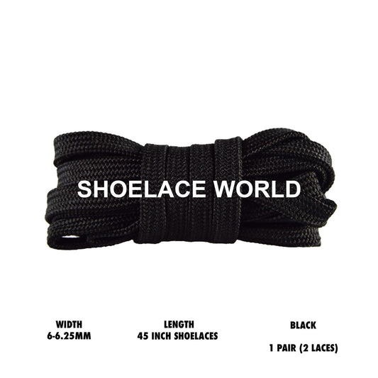 Black 45 Inches Slim Flat Hollow Shoelaces 6-6.25mm Vibrant Running Sport Laces Ships Out From The USA Next Day