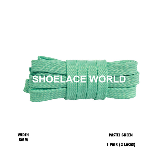 Pastel Green Double Layer Premium Flat 8mm Shoelaces Cool New Laces Ships Out From The USA Next Day
