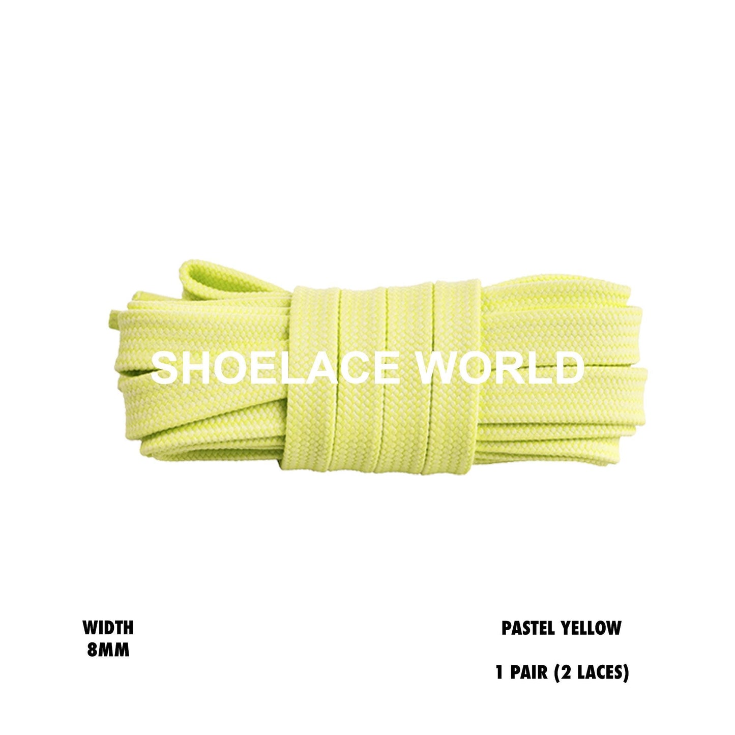 Pastel Yellow Double Layer Premium Flat 8mm Shoelaces Cool New Laces Ships Out From The USA Next Day