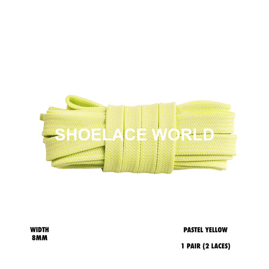 Pastel Yellow Double Layer Premium Flat 8mm Shoelaces Cool New Laces Ships Out From The USA Next Day