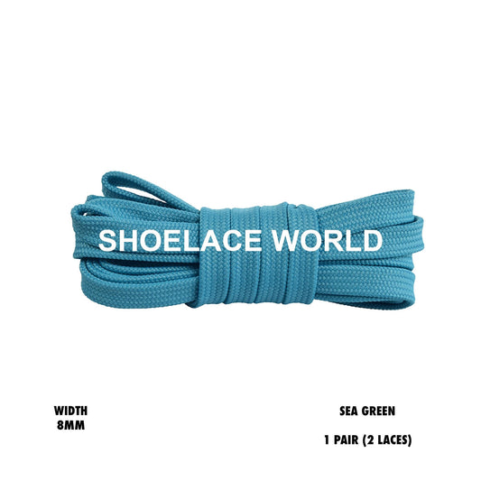 Sea Green Double Layer Premium Flat 8mm Shoelaces Cool New Laces Ships Out From The USA Next Day