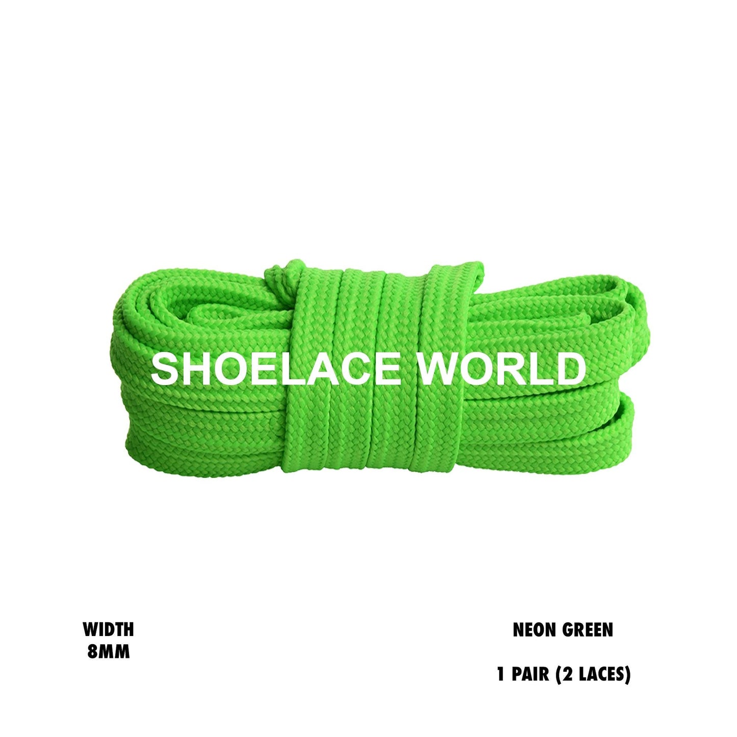 Neon Green Double Layer Premium Flat 8mm Shoelaces Cool New Laces Ships Out From The USA Next Day