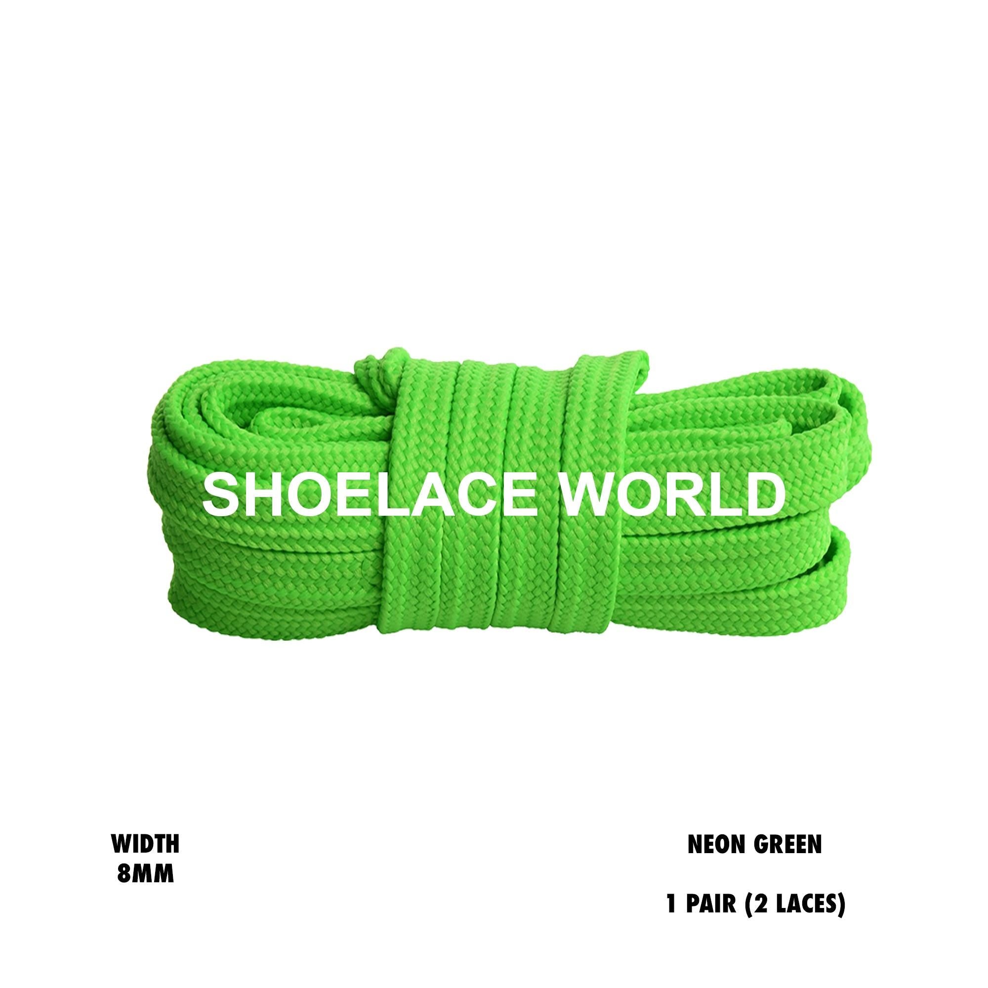 Neon Green Double Layer Premium Flat  Shoelaces
