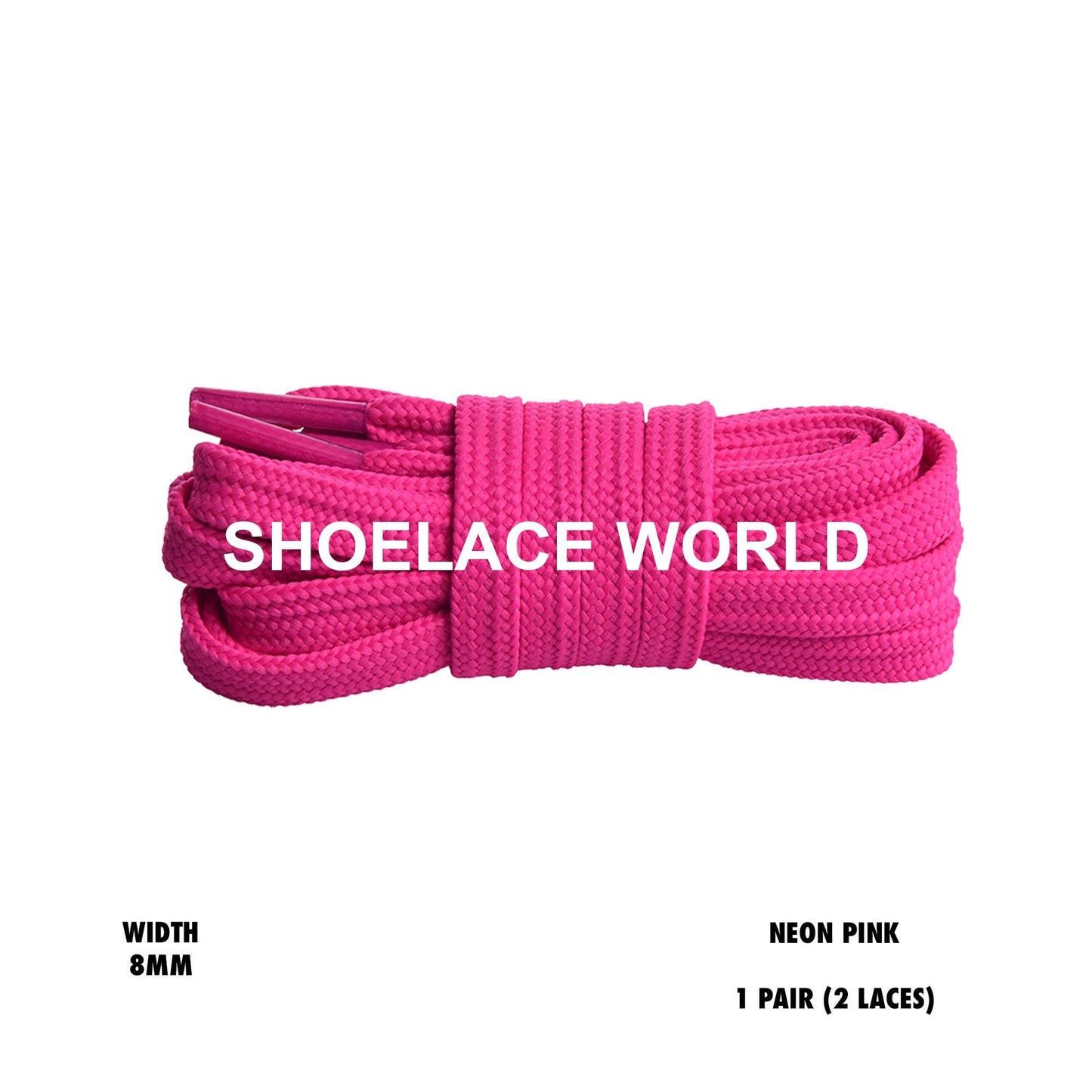 Neon Pink Double Layer Premium Flat 8mm Shoelaces Cool New Laces Ships Out From The USA Next Day