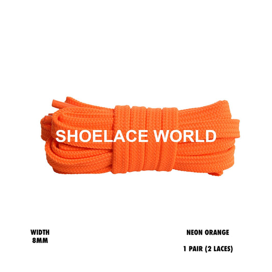 Neon Orange Double Layer Premium Flat 8mm Shoelaces Cool New Laces Ships Out From The USA Next Day