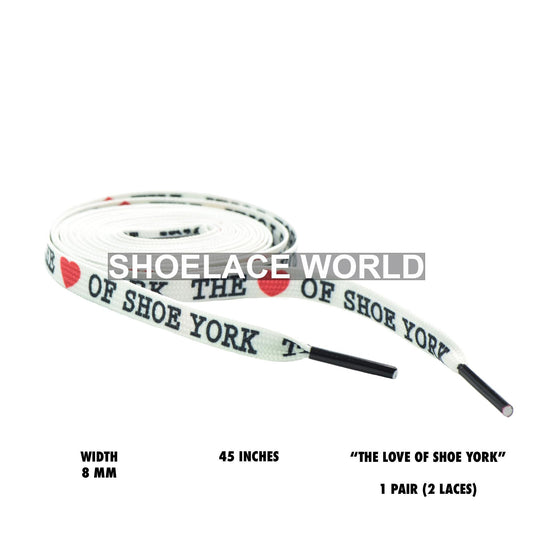 White Love Of Shoe York Limited Edition 45 Inch Flat Shoelaces 8mm Laces Ships Out From The USA Next Day