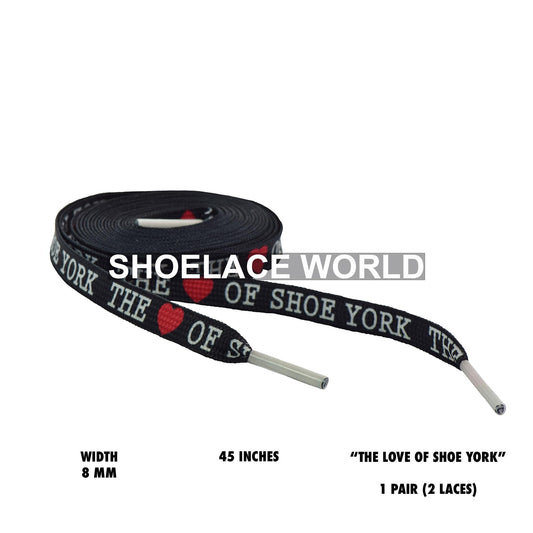 Black Love Of Shoe York Limited Edition 45 Inch Flat Shoelaces 8mm Laces Ships Out From The USA Next Day