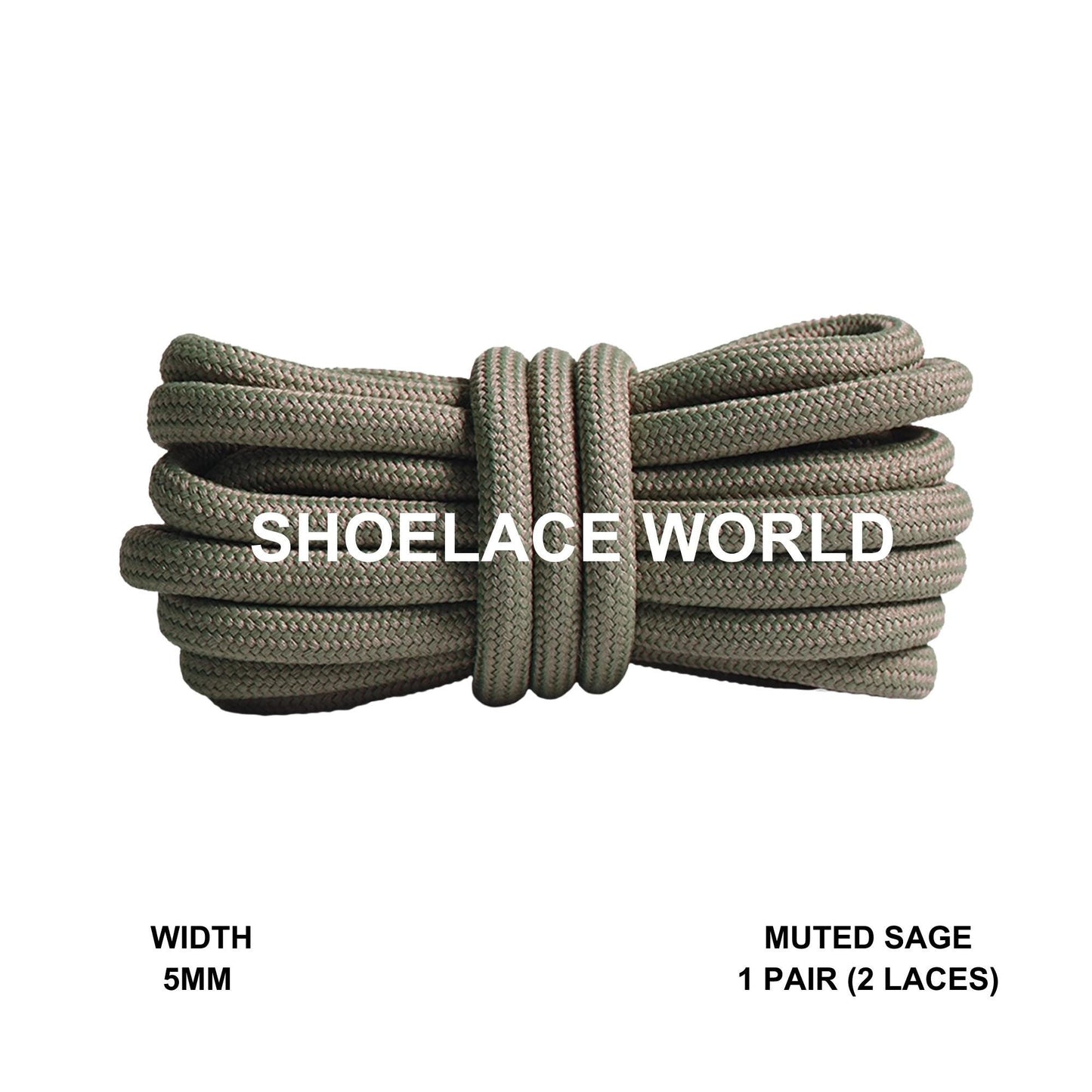 Muted Sage Premium Rope 47 Inch Shoelaces 5mm Compatible 350 Replacement Colorful Laces Ships Out From The USA Next Day