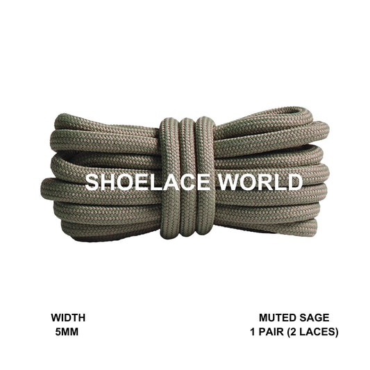 Muted Sage Premium Rope 47 Inch Shoelaces 5mm Compatible 350 Replacement Colorful Laces Ships Out From The USA Next Day