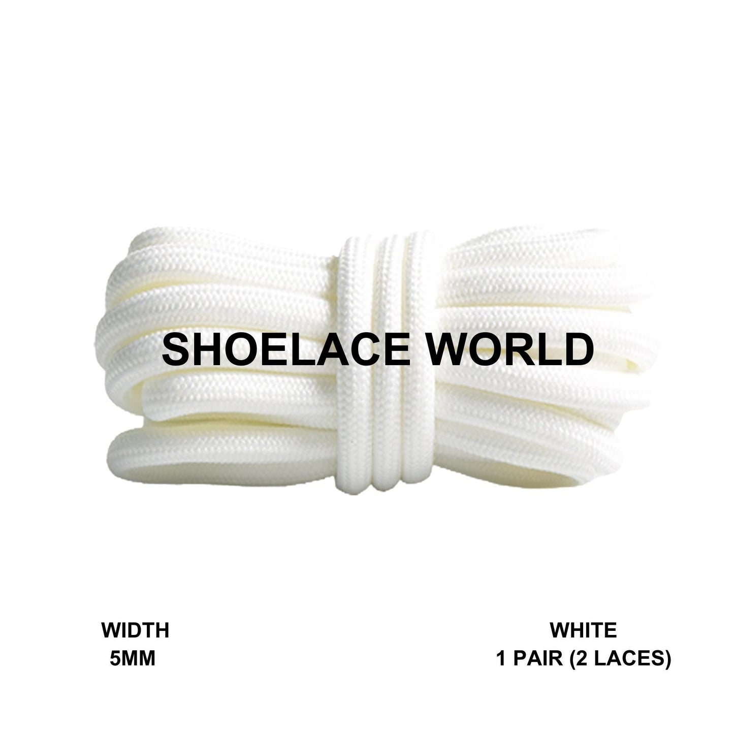 White Premium Rope 47 Inch Shoelaces 5mm Compatible 350 Replacement Colorful Laces Ships Out From The USA Next Day