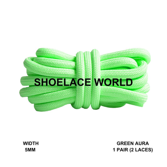 Green Aura Premium Rope 47 Inch Shoelaces 5mm Compatible 350 Replacement Colorful Laces Ships Out From The USA Next Day