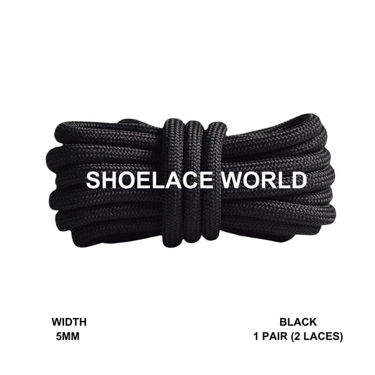 Black Premium Rope 47 Inch Shoelaces 5mm Compatible 350 Replacement Colorful Laces Ships Out From The USA Next Day